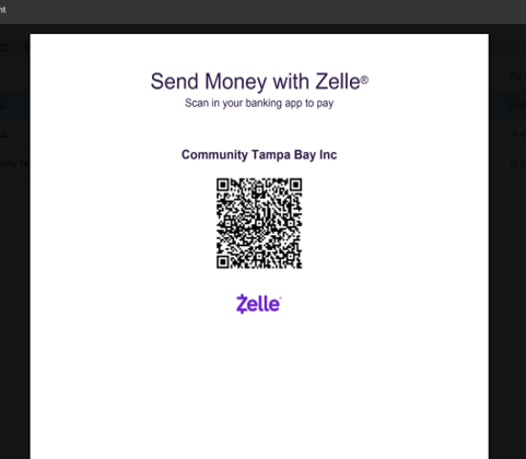 Zelle QR Code for Community Tampa Bay Inc